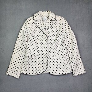 Charles Gray London Blazer Suit Jacket Womens Size Small White Polka Dot